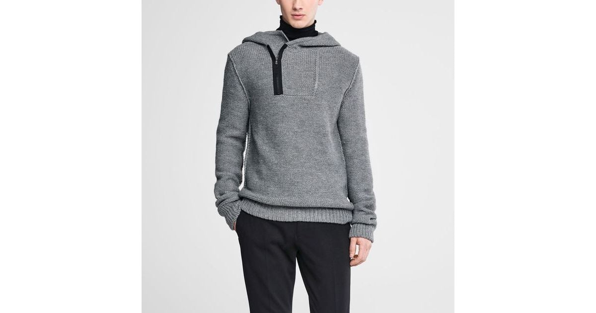 Sweat à Capuche Homme Prana – Zippé Intégral, Rayures Gris/sarcelle – Taille M