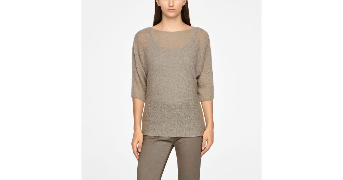 Pull Sarah Pacini - Col Large, Tricot Léger, Couleur Gris - Occasion En Très Bon état
