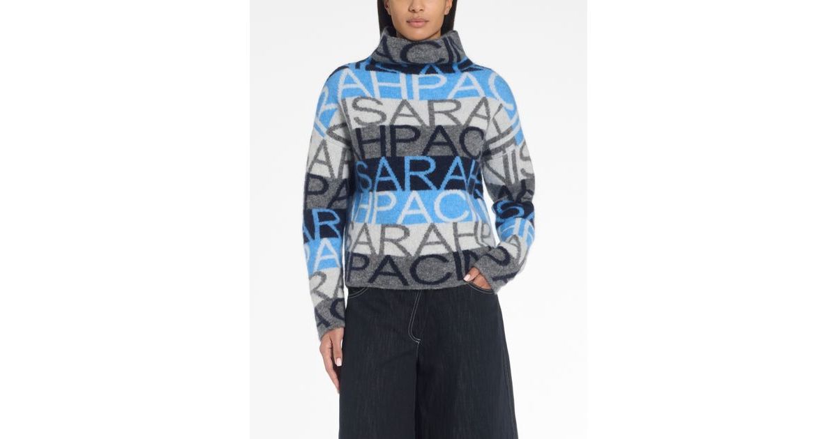 Cyan sweater – signature jacquard by Sarah Pacini