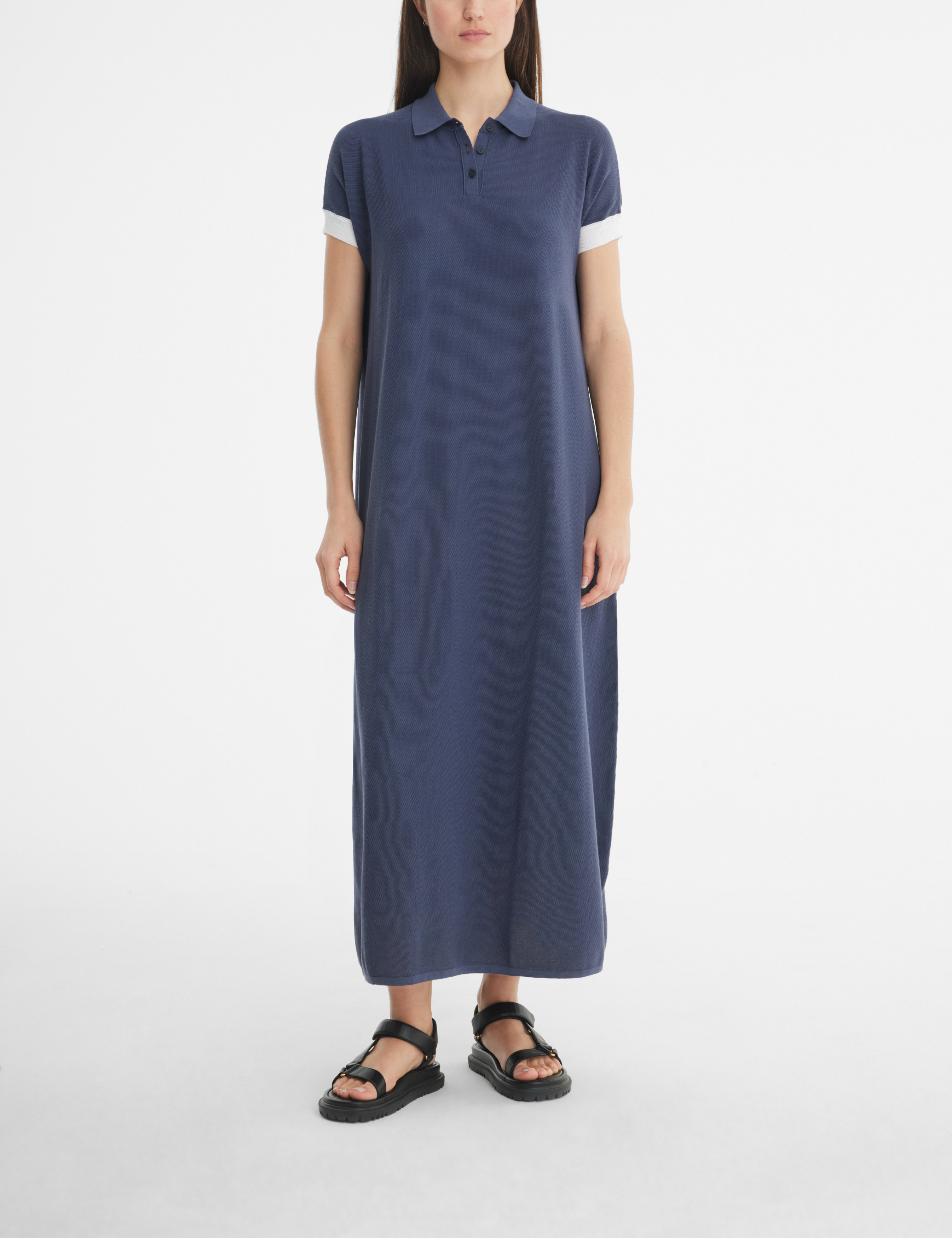 Blue viscose knee-length dress by Sarah Pacini