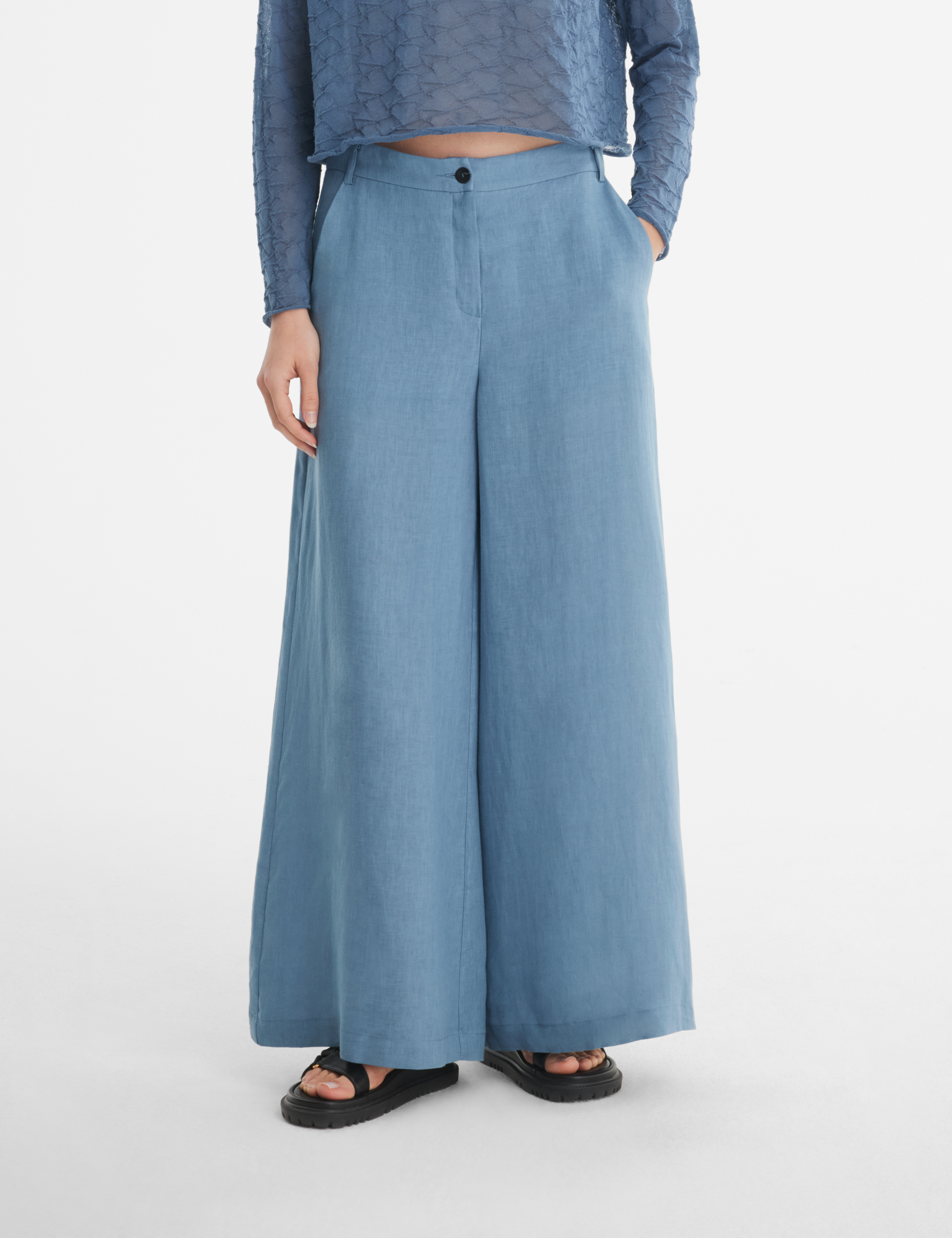 Linen Pants, Palazzo Pants, Wide Leg Pants, Green Linen Skirt