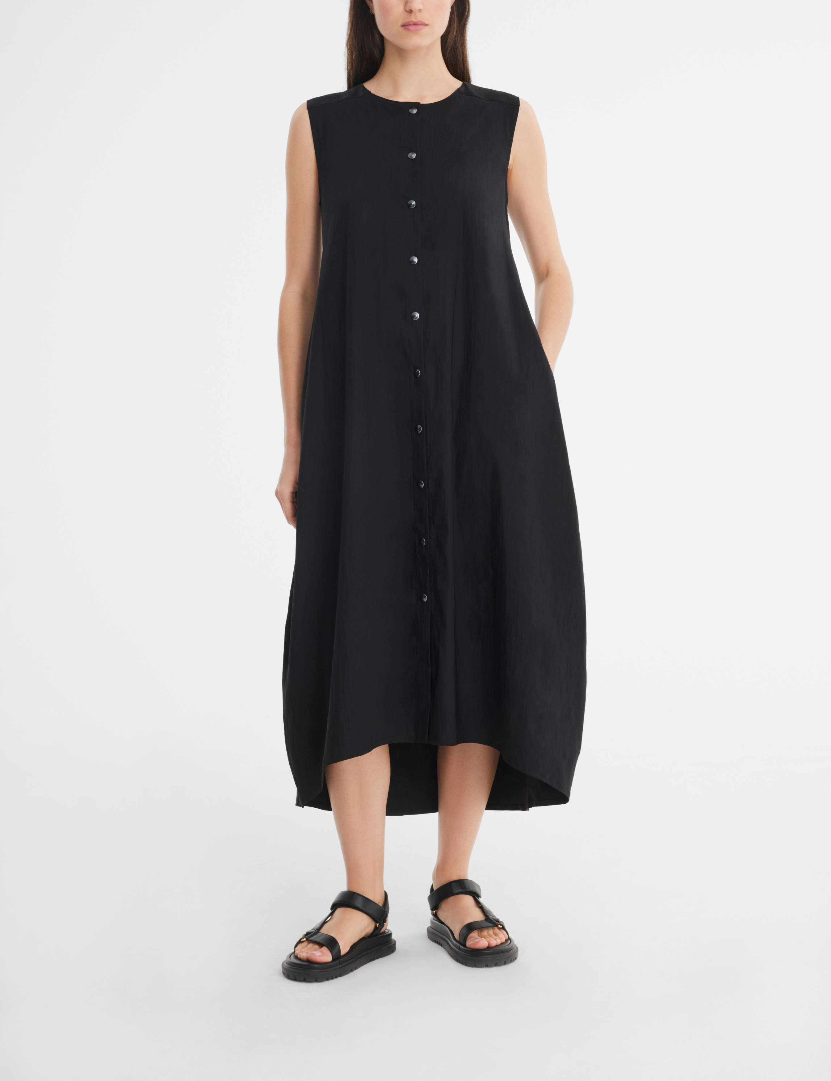 Black stretch-linen dress - maxi length by Sarah Pacini