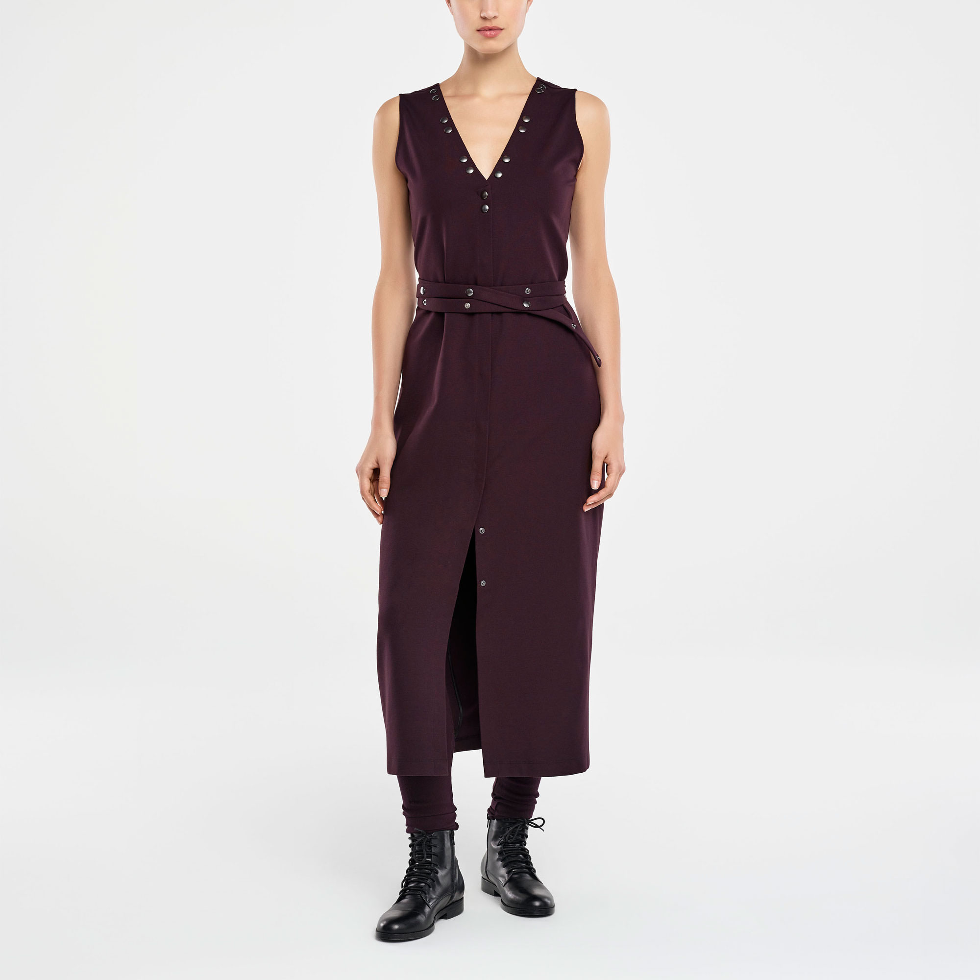Purple knee-length dress - square neckline by Sarah Pacini