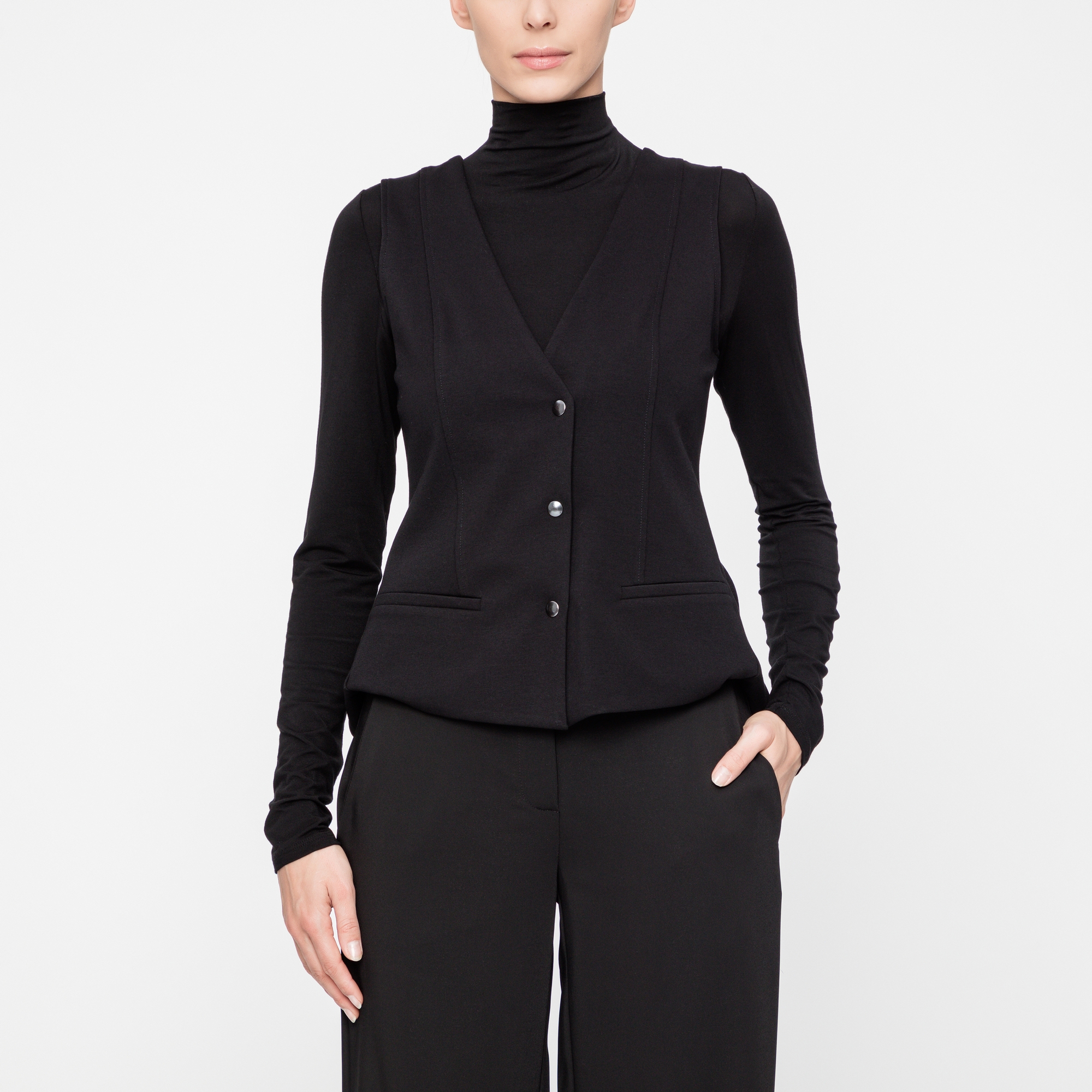 Black jersey jacket - cut-out back by Sarah Pacini