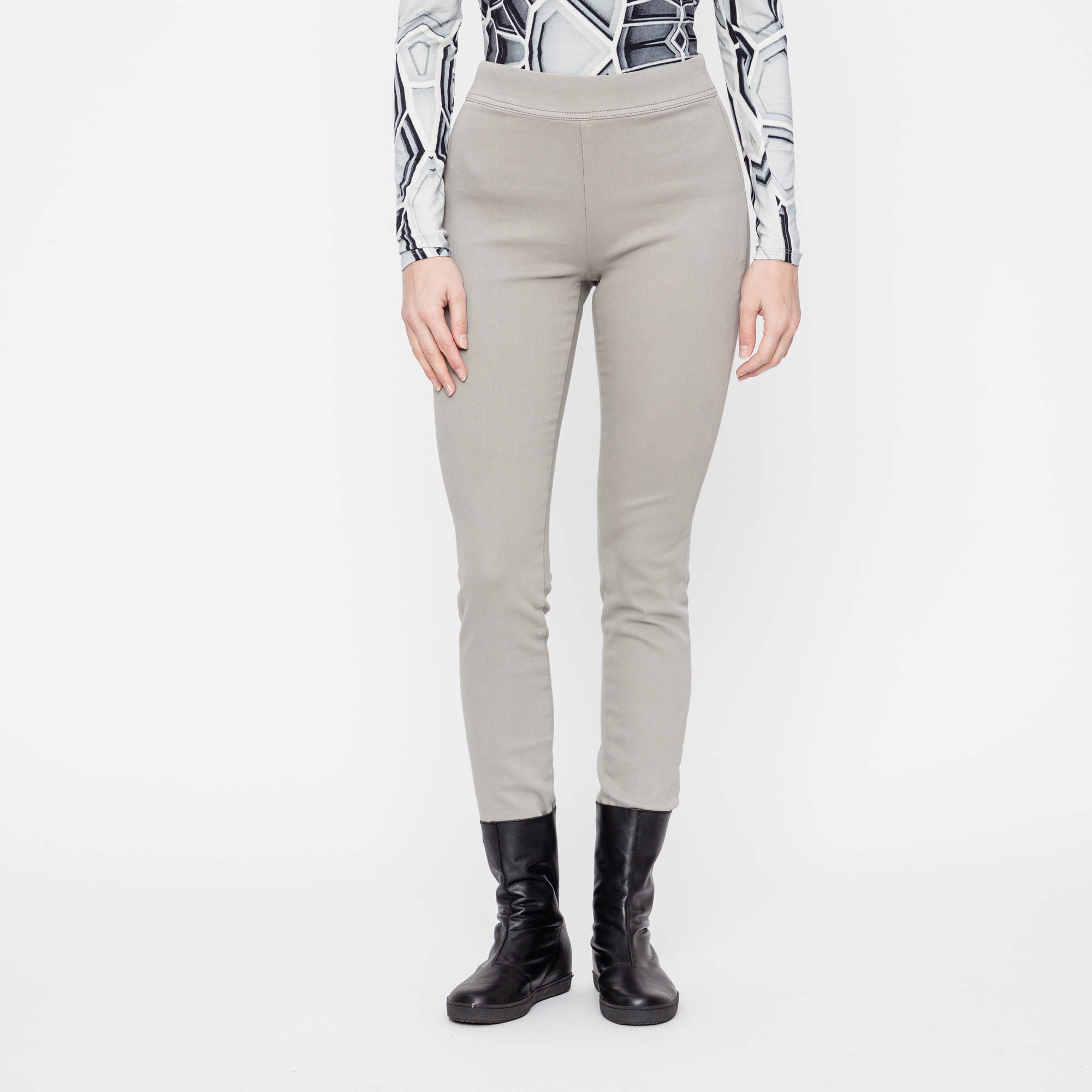 Grey stretch cotton twill leggings by Sarah Pacini