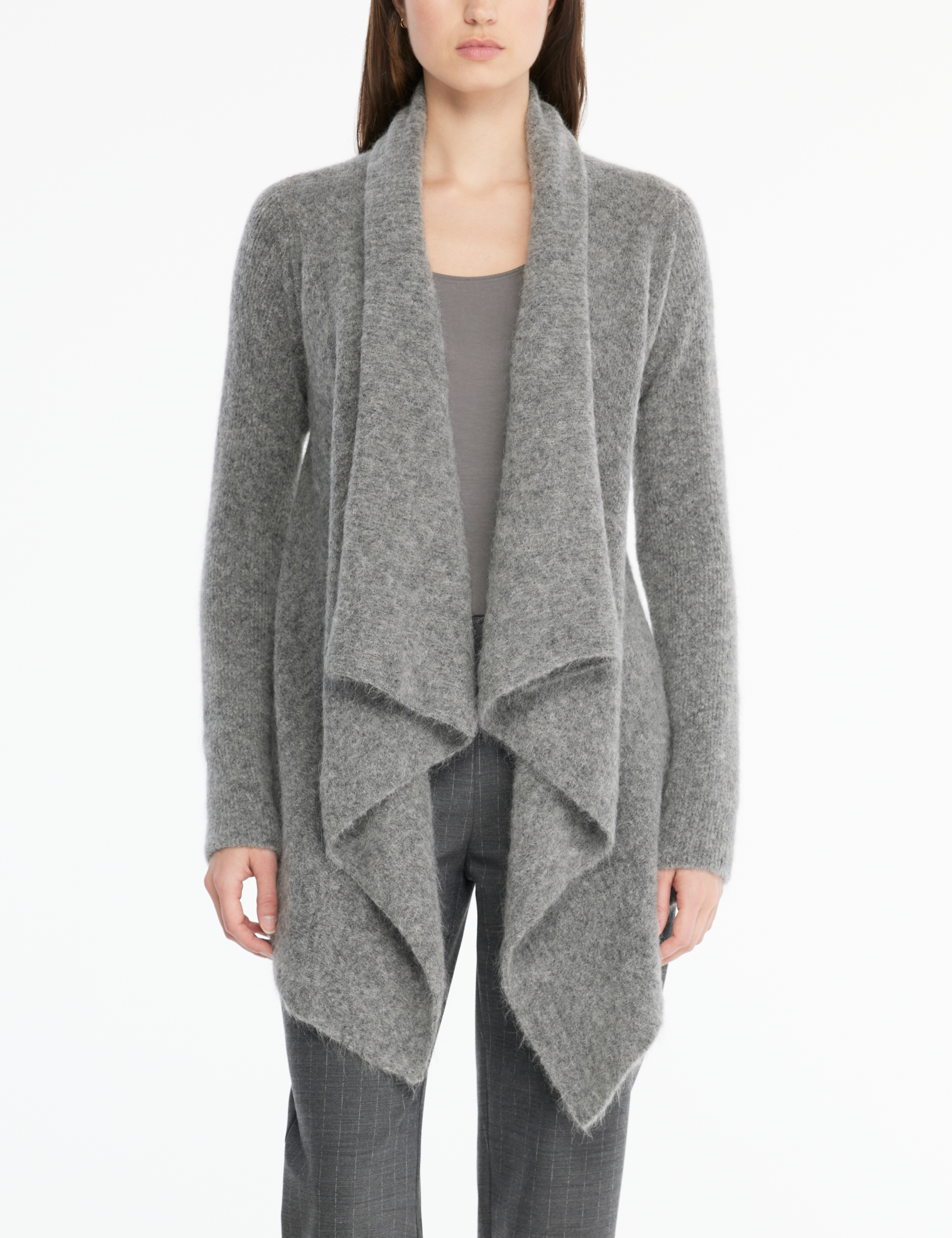 Sarah Pacini women's wool belted open cardigan sweater one size gray