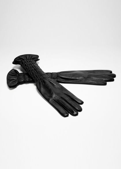 Sarah Pacini Leren handschoenen - gesmokte polsen
