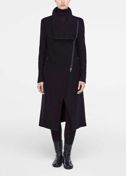 Sarah Pacini Maxi coat with side zipper