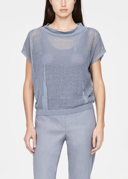 Sarah Pacini Perforated linen sweater - cap sleeves
