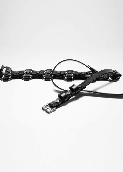 Sarah Pacini Leather belt with metalic loops