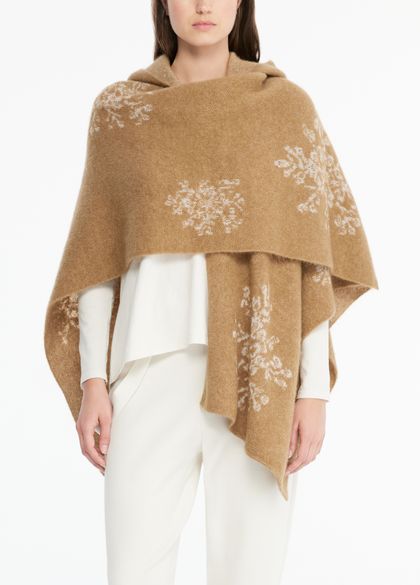 Black viscose poncho - frosted jacquard by Sarah Pacini