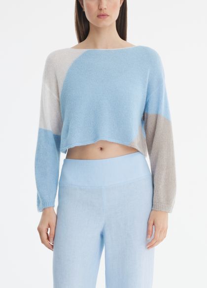 Sarah Pacini Kurzer pullover - intarsienmuster